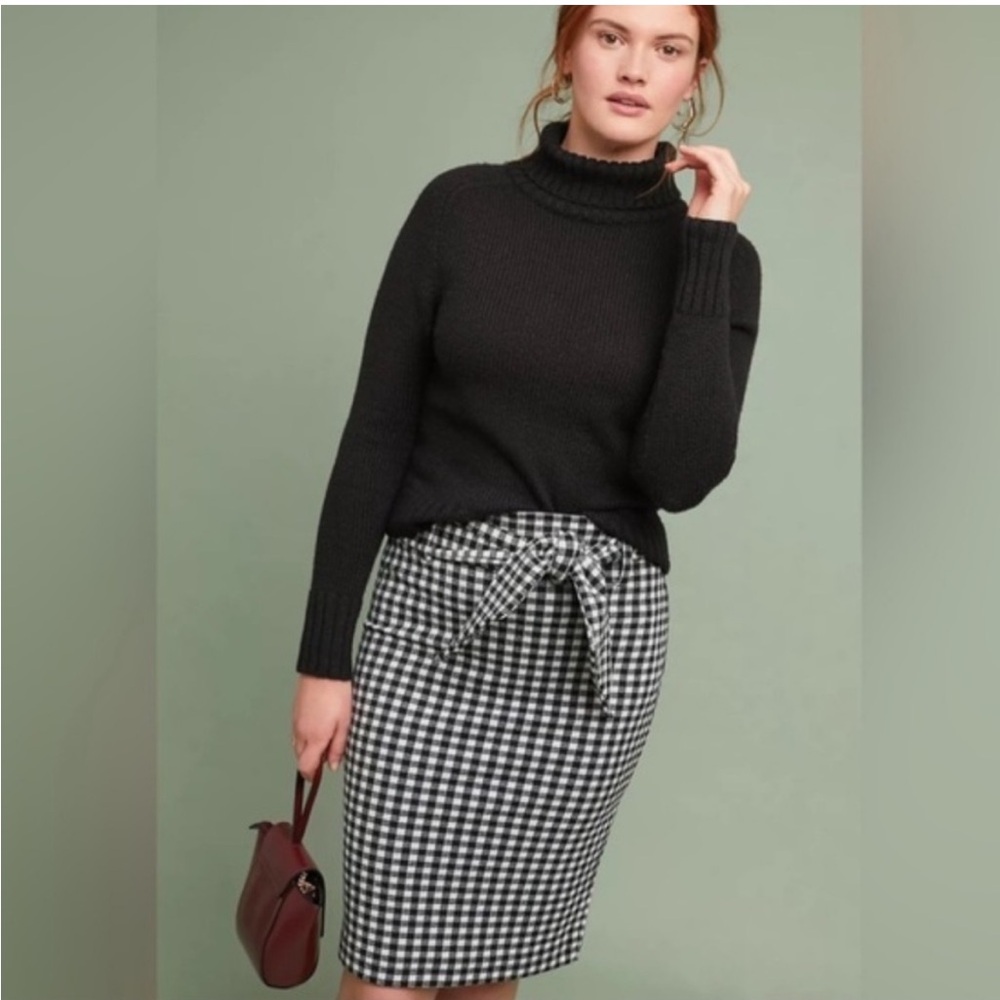 Anthropologie Black and White Gingham Pencil Skirt - Picture 1 of 6